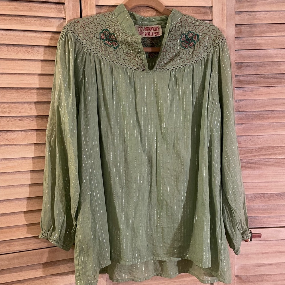 Boho yogi style Made From the Earth Wear in Peace hippy style shirt / one size